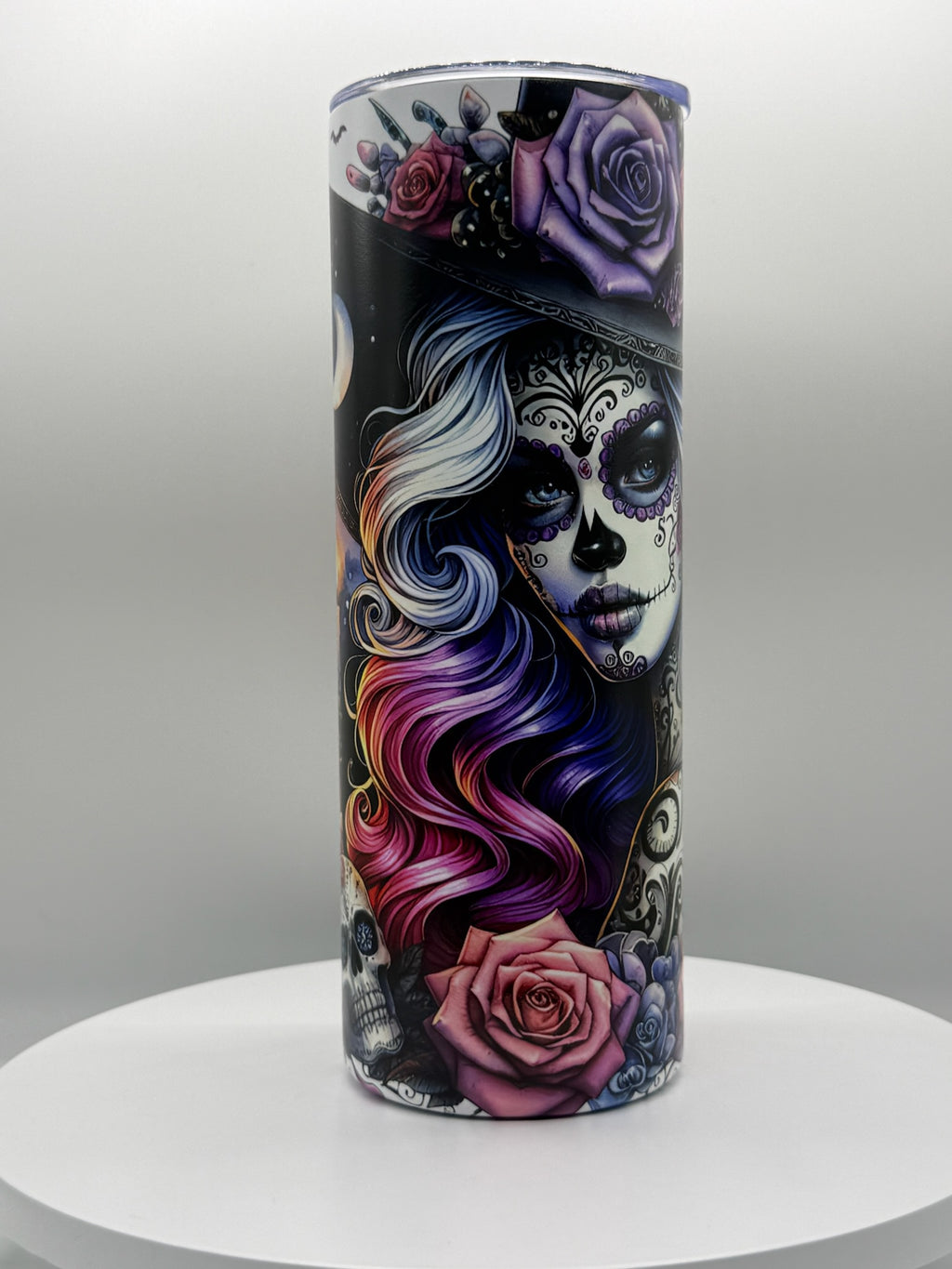 Stainless tumbler sugar skull lady